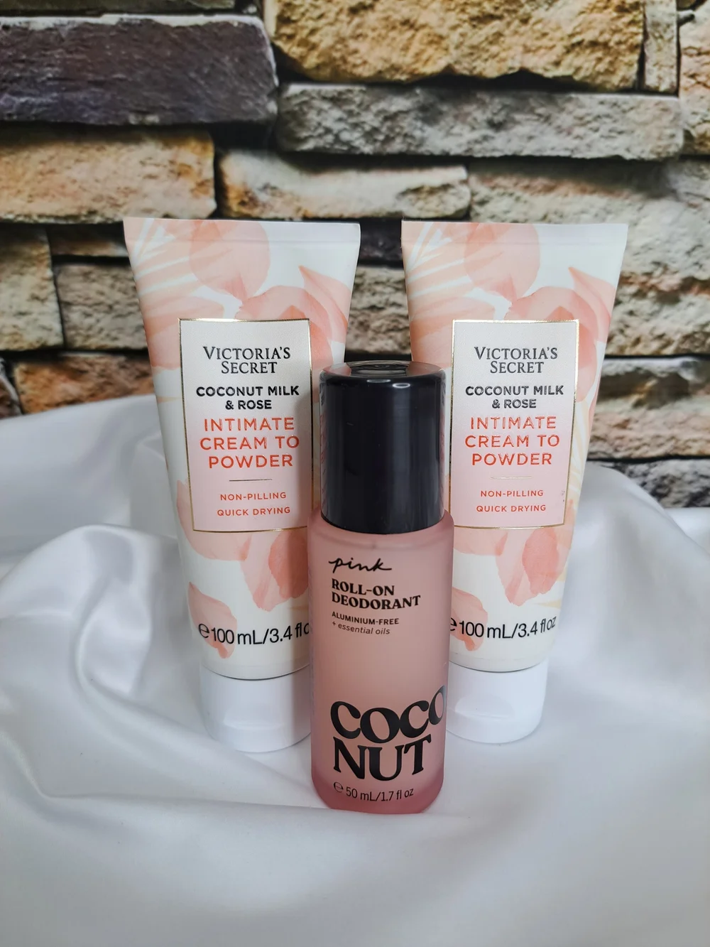 Victoria's Secret Coconut Milk & Rose Intimate Cream to Powder & Deodrant Set 3